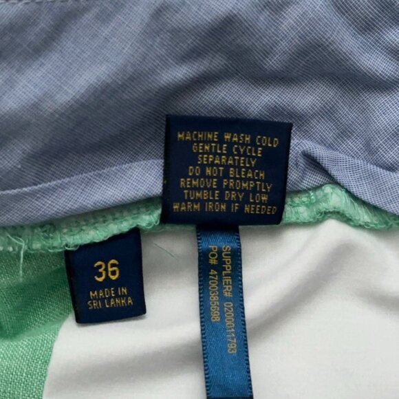 Polo Ralph Lauren Shorts Mens Size 36 Classic Fit 100% Linen Flat Front Green - Picture 6 of 6